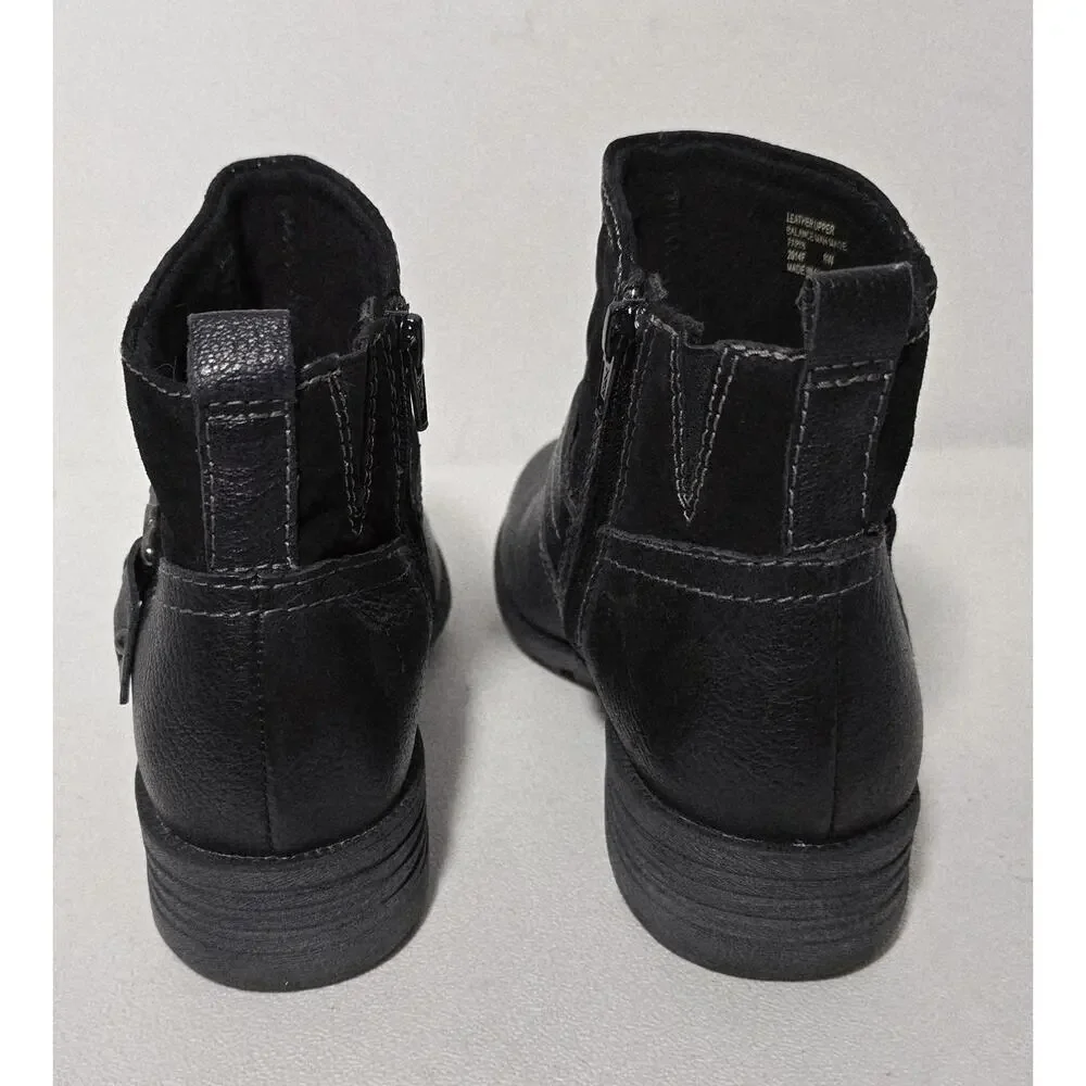 Earth Origins Women Paris Black Leather Zip Up Ankle Boot Strap Size 8 Wide - Picture 6 of 10